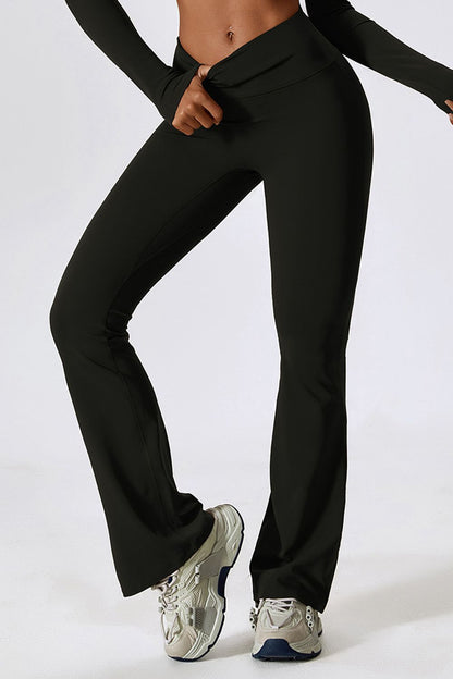 Wide Waistband Slim Fit Wide Leg Sports Leggings